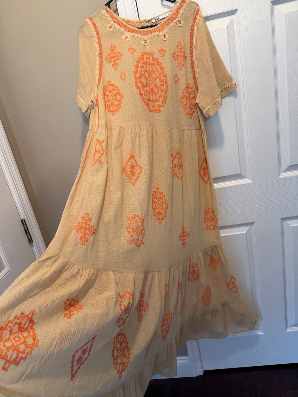 Zara Cotton Maxi summer Dress Embroidered boho style